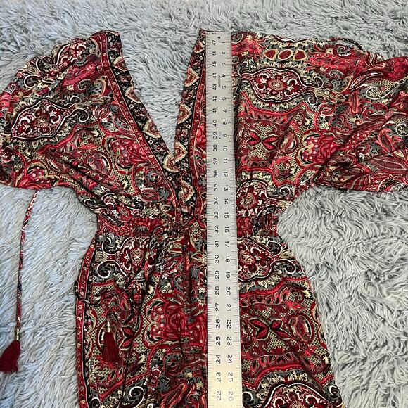 Karma Highway Silky Paisley Deep V Jumpsuit Jumper Boho One Size - Picture 8 of 9